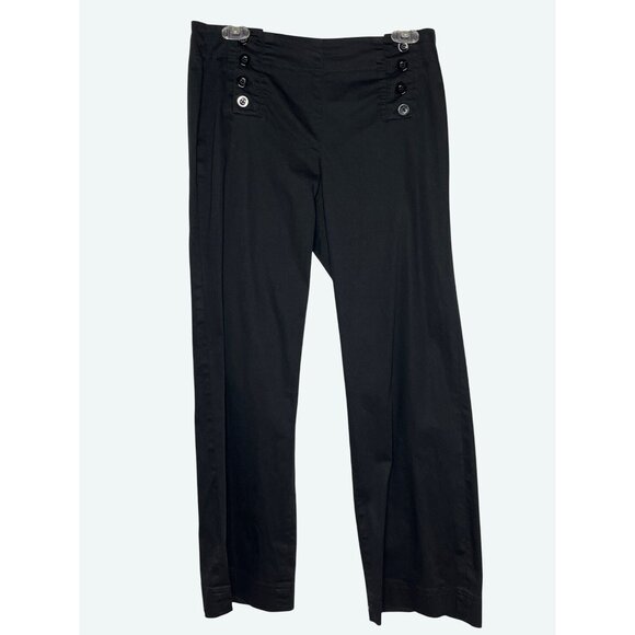 Sandro Petite Womens Wide Leg Black Sailor Button Pants Cotton Blend‎ Size 8P - Picture 1 of 6